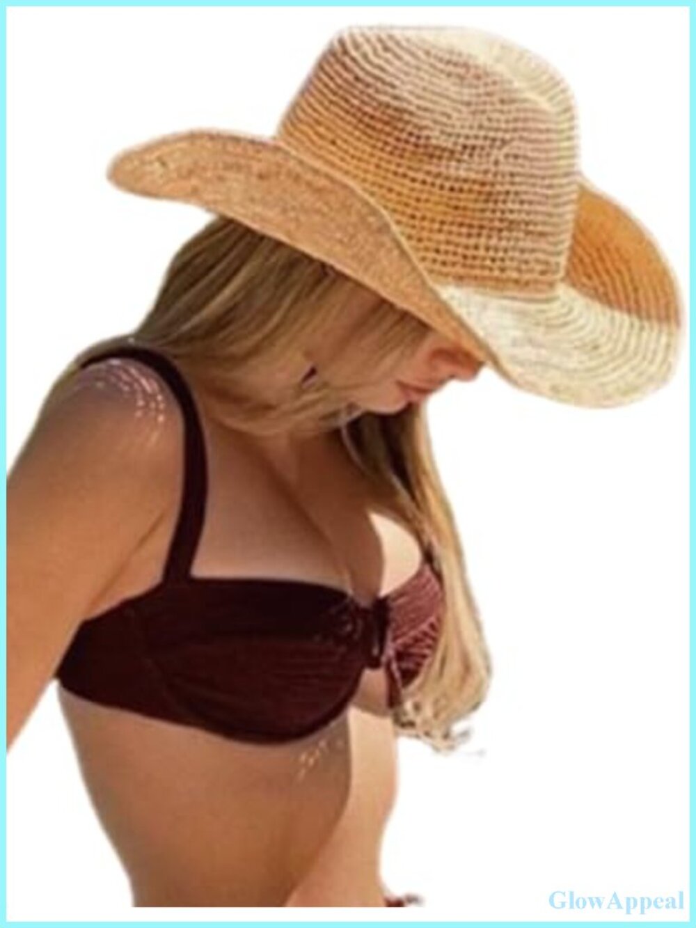 Handwoven Raffia Straw Cowboy Hat for Women Men Foldable Western Sun Hat